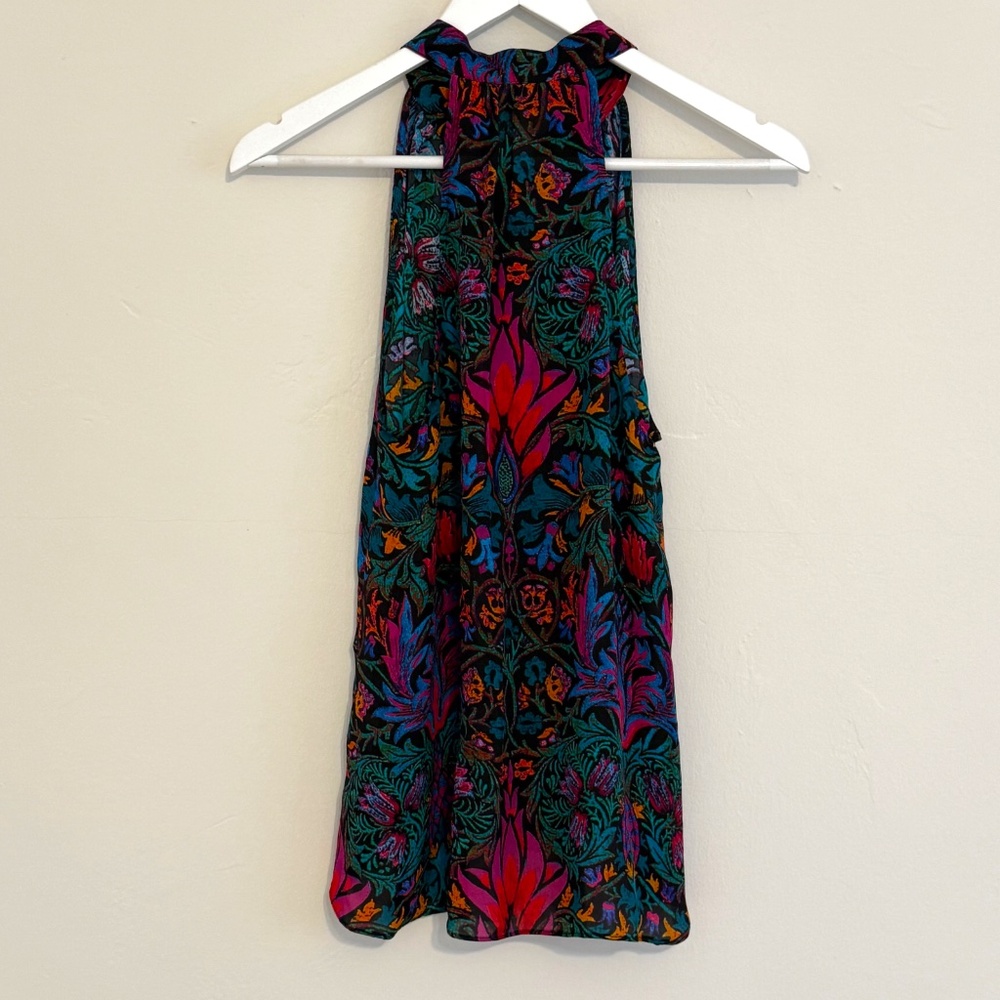 *Vintage Nicole Miller Artelier Womens Black Multicolor Floral Silk Halter Top - Picture 3 of 10